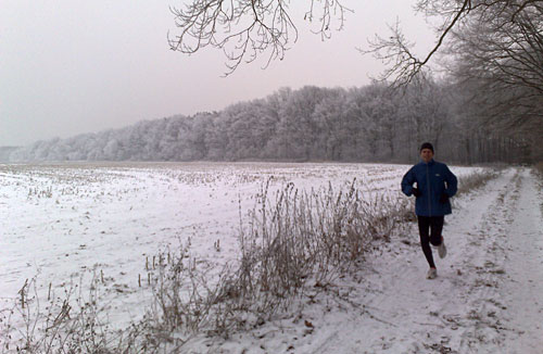 Läufer in Winterlandschaft