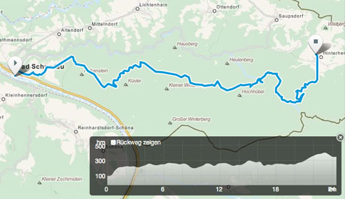 Strecke des Nationalpark-Trail Sächsische Schweiz inkl. Höhenmeter