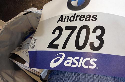 Startnummer für den Frankfurt-Marathon