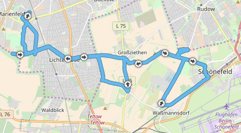 Laufstrecke Marienfelde, Lichtenrade, Großziethen, Schönefeld, Waßmannsdorf