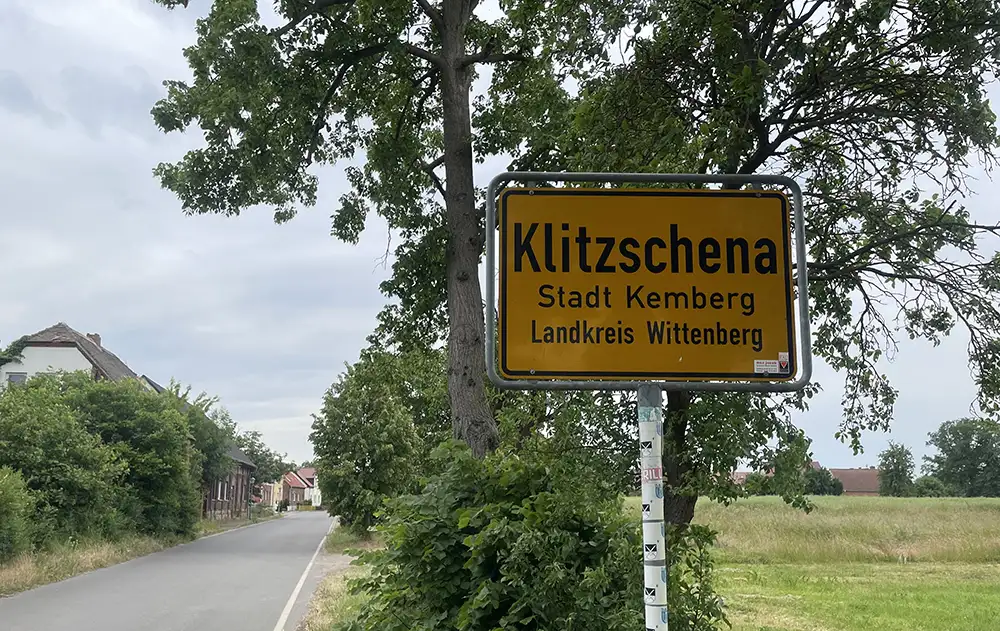 Ortsschild Klitzschena, Stadt Kemberg, Landkreis Wittenberg