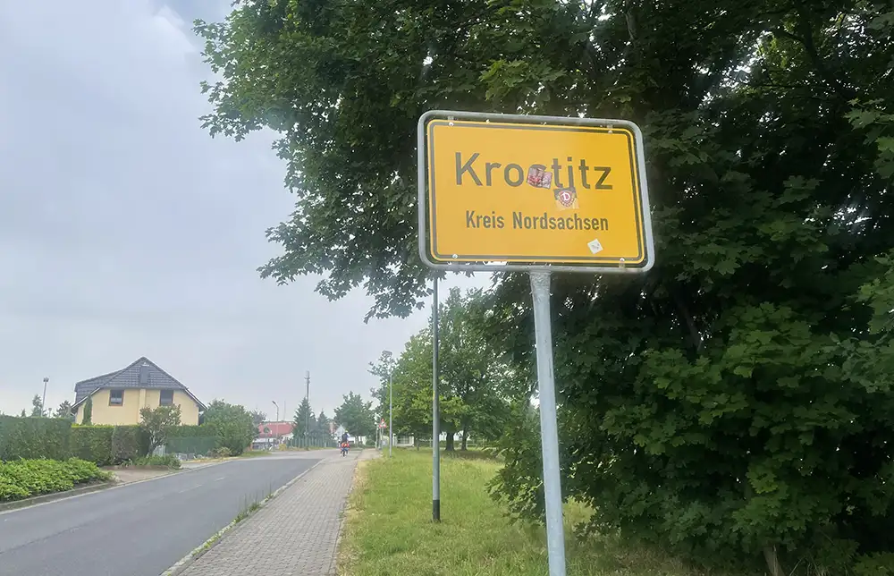 Ortsschild Krostitz, Kreis Nordsachsen