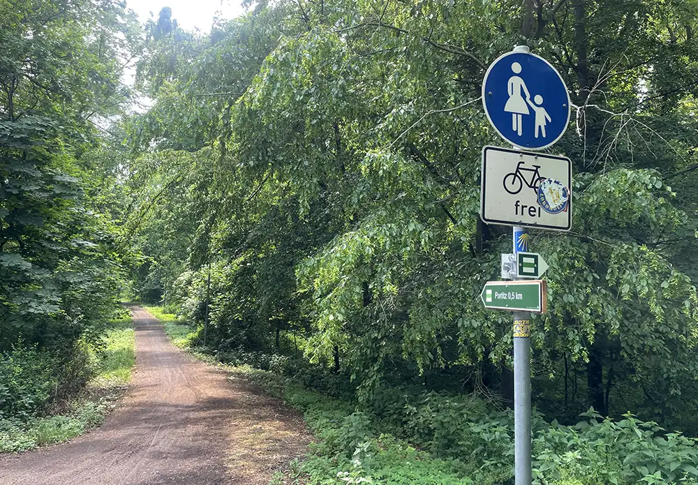 Idyllischer Rad- und Fußweg in einem Park