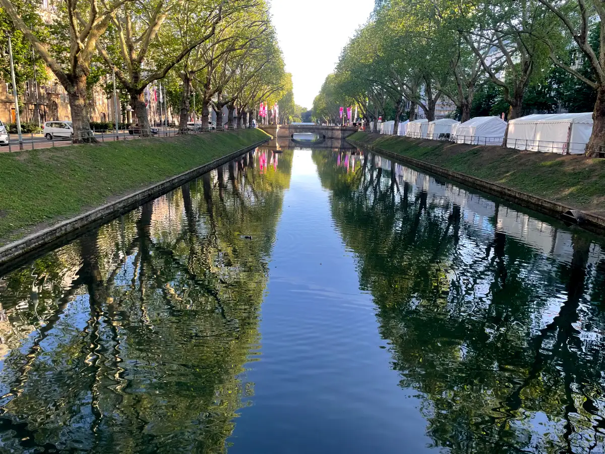 Kögraben mit sich im Wasser spiegelnden Bäumen