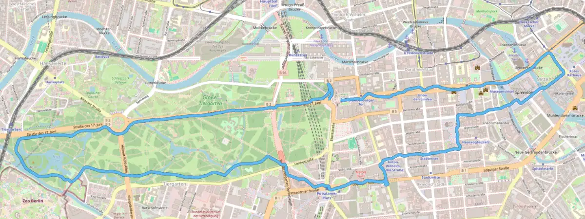 Karte mit dem Streckenverlauf des Lauf-Ausflugs