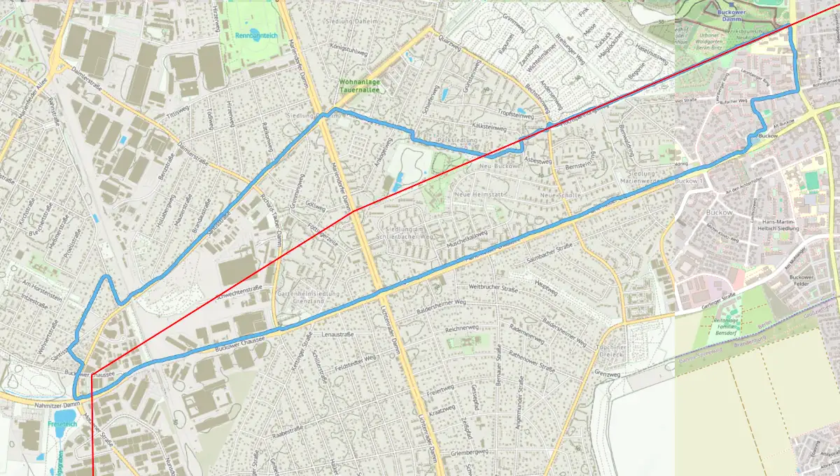 Laufstrecke entlang des Hochspannungswegs, einem Teil der früheren Golpa-Leitung